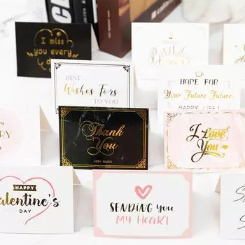 Поздравительные открытки с бронзированием С днем рождения Спасибо С наилучшими пожеланиями День святого Валентина Складные открытки Открытка с посланием Праздничные открытки