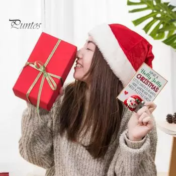 Поздравительные открытки с талисманом в виде маленького животного с фигуркой мини-животного. Подбадривающие открытки с высказываниями в подарок для друзей семьи Xmas Santa Claus