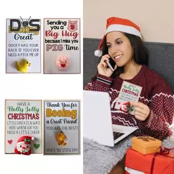 Поздравительные открытки с талисманом в виде маленького животного с фигуркой мини-животного. Подбадривающие открытки с высказываниями в подарок для друзей семьи Little Pig