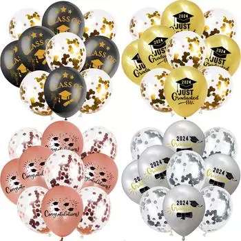 Поздравительные шары, черная золотая шапочка выпускника, поздравляю выпускника, конфетти, латексный шар, украшение выпускного вечера, подарок для выпускников 2024 года 12INCH