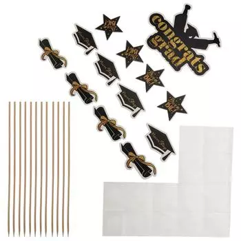 Поздравления Выпускной Товары для вечеринки Вставьте карточку Декор Бумажный стаканчик Выпускной Декоративный топпер Фрукты Выбор 20X14.5X0.1CM чёрный