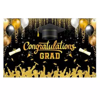 Поздравляем Выпускник Фотофон для выпускного Глиттер Баннер Счастливого выпускного Студийный реквизит