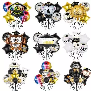 Поздравляем выпускной шар из мультфильма, выпускной шар из алюминиевой пленки для классной вечеринки Set-3