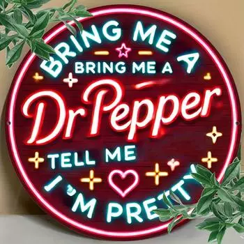Пожалуйста, принесите мне неоновую вывеску «Sprite» размером 8x8 дюймов. (20x20 см), круглая алюминиевая настенная живопись, прочная, водонепроницаемая, подходит для дома чёрный