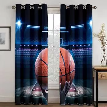 Пожарная баскетбольная площадка Спорт Мальчик Бесплатная доставка Шторы на окна для гостиной Детская спальня Ванная комната Кухня Дверь Домашний декор2 шт. W65X60H(cm)X2Pcs&Hook