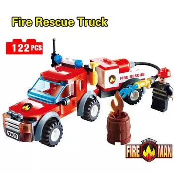 Пожарно-спасательная серия, водный пожарный автомобиль, аварийная пожарная лодка, грузовик, детские развивающие блоки, игрушки