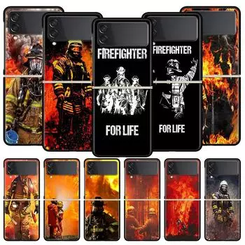 Пожарные герои пожарный роскошный чехол для телефона Samsung GalaxyZ Flip 4 5 Fold черный жесткий чехол из ПК для Samsung Z Flip 3 чехол Galaxy Z Flip 4