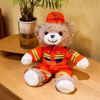 Пожарный Медведь Пожарный Медведь Полицейский Медведь Кукла Подарок Плюшевая Кукла Мишка Тедди weight 0.24kg