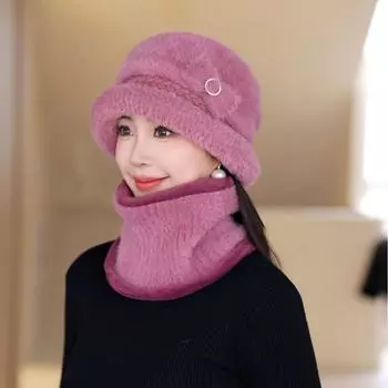 Пожилая новая вязаная универсальная теплая утолщенная шапка женская модная теплая шерстяная шапка из кроличьей шерсти для матери average size