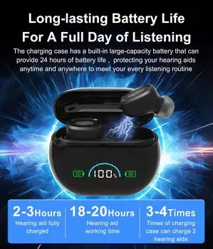 Пожилой TWS внешний вид большой дисплей мощности интеллектуальное шумоподавление сенсорный внутриушной перезаряжаемый внутриушной слуховой аппарат чёрный