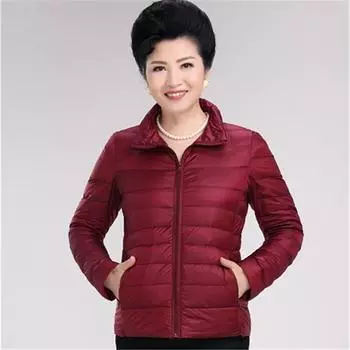 пожилые мамы носят легкие пуховики для женщин короткие полные мм осенне-зимние куртки со стоячим воротником тонкие куртки, плюс полные и большие размеры. S