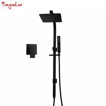 Пожизненная гарантия BagnoLux, латунная душевая лейка для ванной комнаты с 8-дюймовым дождевым душем, набор направляющих, матовый черный смеситель-переключатель