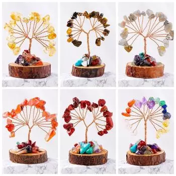 Позитивная энергия Кристалл Дерево желаний Медная проволока Кристалл Декоративные деревья Подарки на день рождения Style A