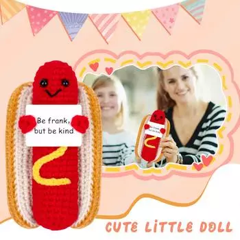 Позитивная колбаса, забавная вязаная крючком шерстяная кукла-картошка с карточкой Позитивные подарки для друзей Подарок-поддержка Подарок для эмоциональной поддержки One Size красный