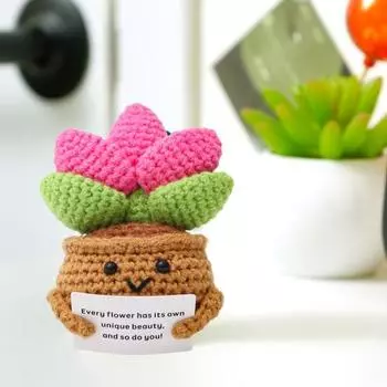 Позитивная кукла-картошка, ручная работа, эмоциональная поддержка, вязаная крючком игрушка с поощрительной открыткой, мягкая E