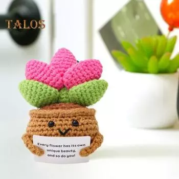 Позитивная кукла-картошка, ручная работа, эмоциональная поддержка, вязаная крючком игрушка с поощрительной открыткой, мягкая вязаная кукла-подсолнух в виде пчелки для домашнего декора на день рождения E