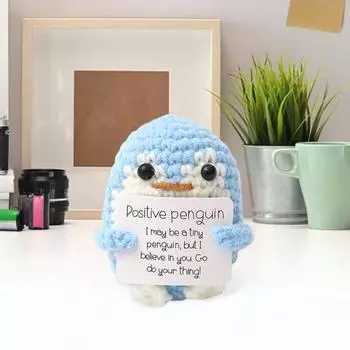 Позитивная кукла крючком ручной работы, связанная крючком, эмоциональная поддержка, позитивное животное, настольное украшение, подарок на день рождения для семьи, друзей и детей синий