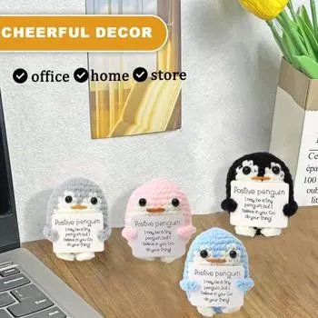 Позитивная кукла крючком ручной работы, связанная крючком, эмоциональная поддержка, позитивное животное, настольное украшение, подарок на день рождения для семьи, друзей и детей чёрный