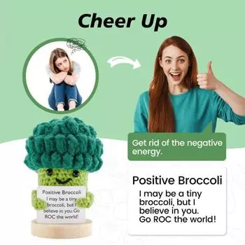 Позитивная кукла крючком с картой Вязание овощей Эмоциональная поддержка ручной работы Поощрительная кукла-животное Панда E