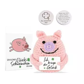 Позитивная кукла-свинка в виде розового поросенка с поощрительной открыткой, эмоциональная поддержка, ручная работа, вязание игрушек-животных, украшение для детей 1 розовый