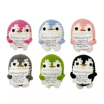 Позитивная открытка Забавный смайлик Милая ручная работа шерстяная вязаная кукла-пингвин GZW
