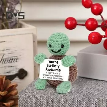Позитивная вязаная крючком черепаха. Ручная вязаная крючком черепаха. Миниатюрная позитивная черепаха с эмоциональной поддержкой. Подарок на день рождения для женщин и мужчин. Tortoise