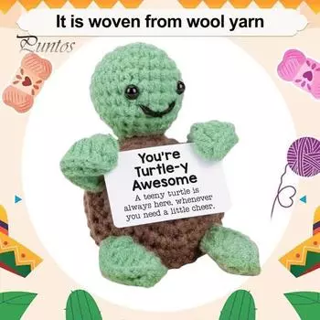 Позитивная вязаная крючком черепаха. Ручная вязаная крючком черепаха. Миниатюрная позитивная черепаха с эмоциональной поддержкой. Подарок на день рождения для женщин и мужчин. Tortoise