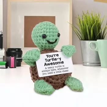 Позитивная вязаная крючком черепаха. Вязаная крючком черепаха. Миниатюрная позитивная черепаха с эмоциональной поддержкой.