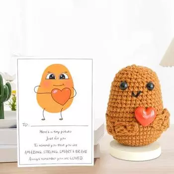 Позитивная вязаная крючком картошка с сердцем любви, ободряющая открытка, эмоциональная поддержка, вязаная овощная игрушка ручной работы, кукла для детей, взрослых, пара, подарок A