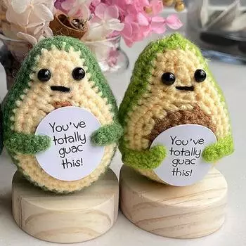 Позитивная вязаная крючком кукла авокадо с ободряющей карточкой, эмоциональная поддержка, вязаная фруктовая игрушка ручной работы, украшение для детей и взрослых, подарок на день рождения A