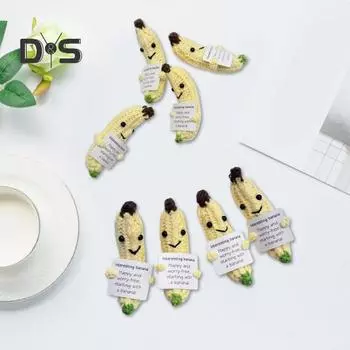 Позитивная вязаная крючком кукла-банан с ободряющей картой, эмоциональная поддержка, вязаная фруктовая игрушка ручной работы, украшение, рождественский подарок Banana