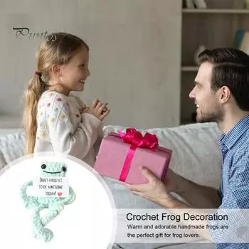 Позитивная вязаная крючком кукла-лягушка с ободряющей картой, эмоциональная поддержка, вязание ручной работы, животное, украшение, орнамент, игрушка для снятия стресса A