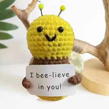 Позитивная вязаная крючком кукла-пчела с ободряющей картой, эмоциональная поддержка, вязание вручную, пчела, игрушка-животное, украшение, орнамент для детей и взрослых, подарок на день рождения