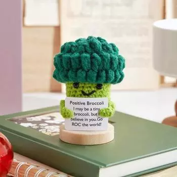 Позитивная вязаная крючком кукла с поощрительной карточкой, эмоциональная поддержка, ручная работа, вязаная кукла с овощами, пандой, животным, игрушка, украшение для детей E
