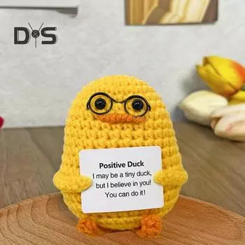 Позитивная вязаная крючком кукла-животное с поощрительной открыткой, эмоциональная поддержка, ручная вязка, утка, цыпленок, пчела, украшение, украшение для детей и взрослых, снятие стресса Chick