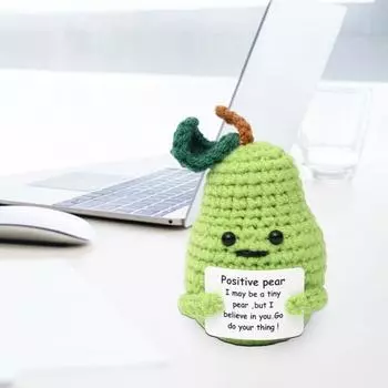 Позитивная вязаная кукла с ободряющей карточкой, эмоциональная поддержка, вязание ручной работы, овощи, фрукты, животные, игрушка, украшение для детей, взрослых, подарок на день рождения Penguin