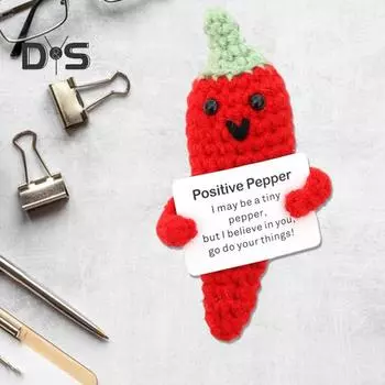 Позитивная вязаная кукла с ободряющей карточкой, эмоциональная поддержка, вязание ручной работы, овощи, фрукты, животные, игрушка, украшение для детей, взрослых, подарок на день рождения Peach
