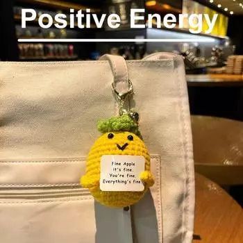 Позитивная вязаная кукла с ободряющей карточкой, эмоциональная поддержка, вязание ручной работы, овощи, фрукты, животные, игрушка, украшение для детей, взрослых, подарок на день рождения F