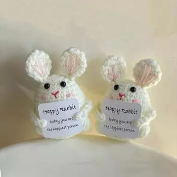 Позитивная вязаная лягушка с поощрительной картой, эмоциональная поддержка, забавная ручная работа, вязаный кролик, свинья, сова, игрушка, кукла, подарок для детей и взрослых F