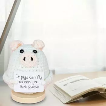 Позитивная вязаная свинья с ободряющей карточкой, эмоциональная поддержка, вязаная игрушка-поросенок ручной работы, комфортная кукла для снятия стресса, подарок на день рождения для детей и взрослых B