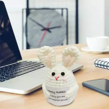 Позитивное вязаное животное с ободряющей картой, эмоциональная поддержка, вязание коалы, кролика, мыши, лука, черники, игрушка, кукла, подарок для детей и взрослых D