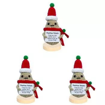 Позитивные куклы-картошки Эмоциональная поддержка Кукла-картошка, связанная крючком (Картошка в шляпе) .