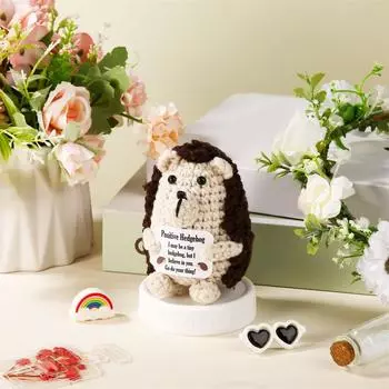 Позитивный ежик кукла ручной работы милый подарок настольное украшение One Size