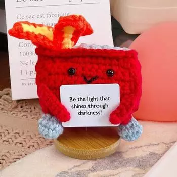 Позитивный крючком мусорный контейнер с пламенем и основанием, вдохновляющая открытка, эмоциональная поддержка, ручная работа, вязание, мусорный контейнер, кукла, украшение, орнамент зелёный