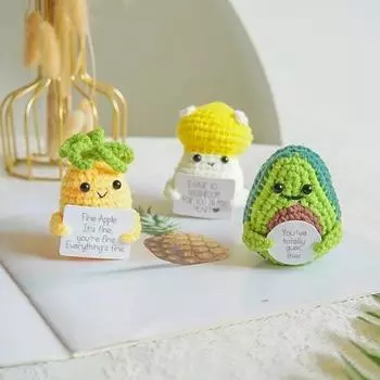 Позитивный Овощной Вязаный Фрукт Кукла Настольные Аксессуары Ручной Работы Декор Стола Позитивный Какашка Забавный Подарок для Детей Домашний Декор Рабочего Стола