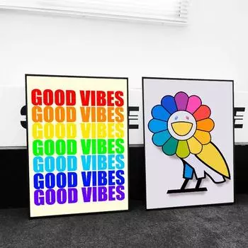 Позитивный вдохновляющий текст Печать плаката Веселое украшение стены Картина маслом Красочная стена 21cm30cm NoFrame
