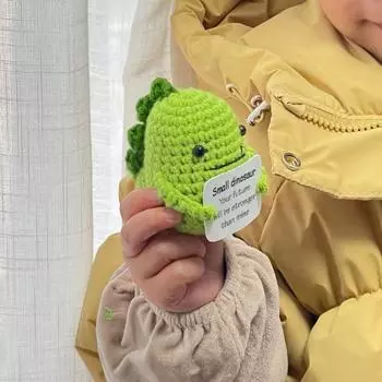 Позитивный вязаный крючком динозавр с воодушевляющей картой, эмоциональная поддержка, вязаная кукла-динозавр ручной работы, игрушка, украшение для детей и взрослых, рождественский подарок белый