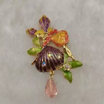 Позолоченная брошь в виде ракушки в стиле интернет-знаменитости с трехмерной глазурью и бриллиантами, ювелирное изделие из сплава