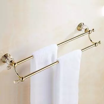 Позолоченная двойная полка для полотенец для ванной комнаты, держатель для вешалки для полотенец, квадратный дизайн, вешалка для полотенец, аксессуары для ванной комнаты