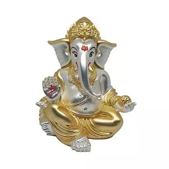 Позолоченная и посеребренная матовая статуэтка Ганеши для приборной панели автомобиля, мурти Ганеши, статуэтка Ганапати для домашнего декора, пуджи, статуя Господа Ганеши